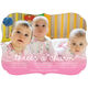 Pink Script Three's A Charm Triplets Photo Birth Announcements Image 3 of 6